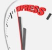 Ein Geschwindigkeitsmesser mit dem Wort „EXPRESS“ im oberen Bereich.